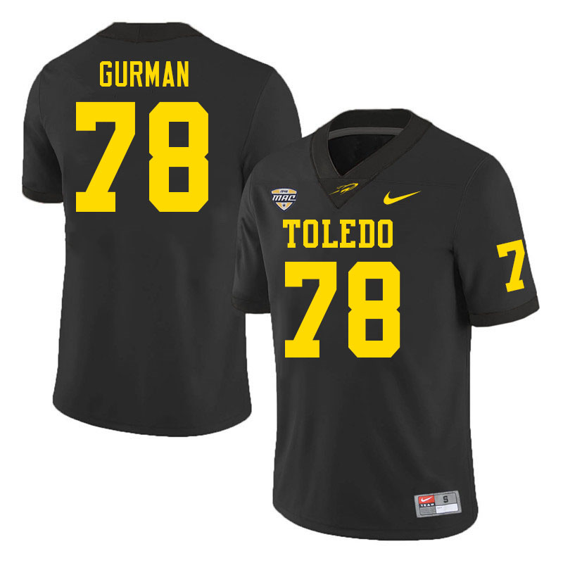 Toledo Rockets #78 Vitaliy Gurman College Football Jerseys Stitched Sale-Black